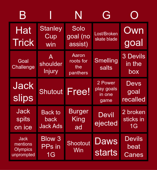 devs 26-27 season Bingo Card