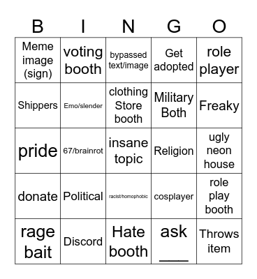 Boothing my bingo Card