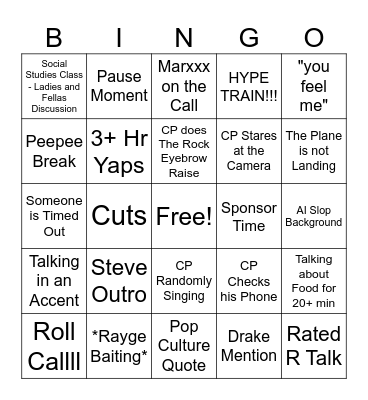 HLGxCP Bingo Card
