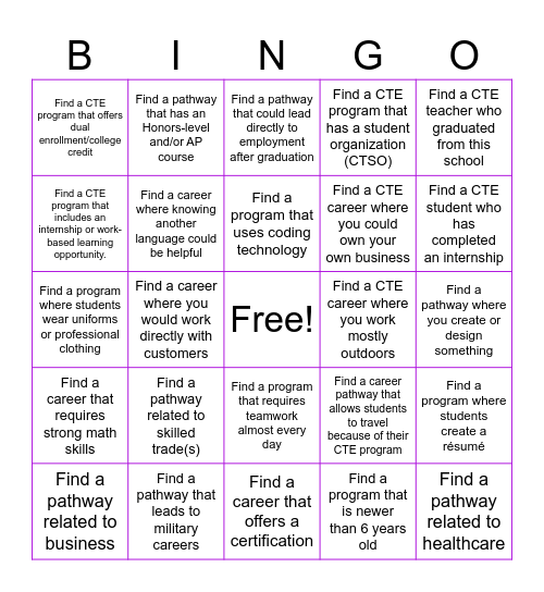 WAHS 26-27 CTE Fair Bingo Card