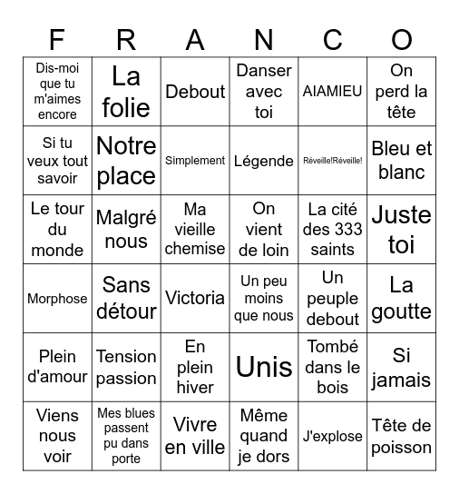 BINGO FRANCO Bingo Card