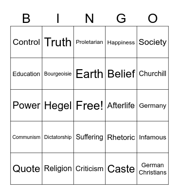 Religion Bingo Card