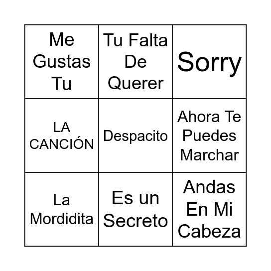 Bingo Sagrada Bingo Card
