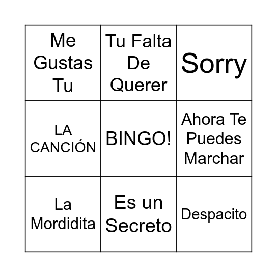 Bingo Sagrada Bingo Card