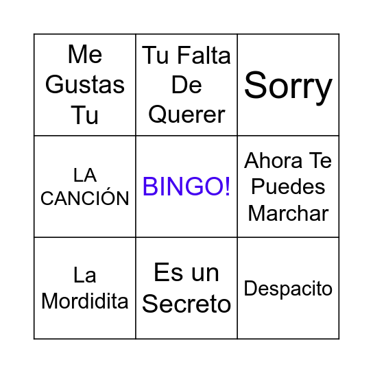 Bingo Sagrada Bingo Card