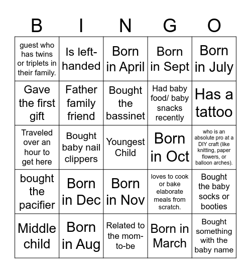 Find the Guest Bingo Card
