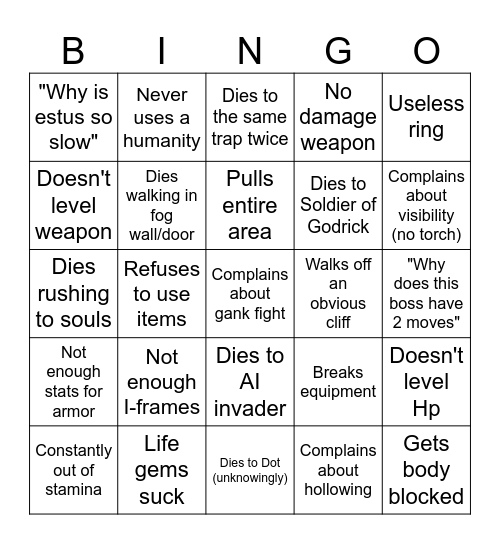 Aaron Doesn't Like Ds2 Bingo Card
