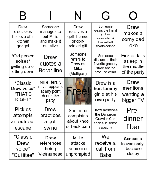 Drew's Birthday Bingo Card