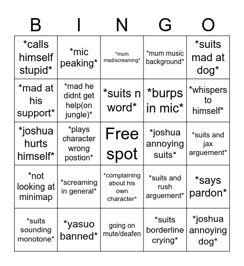 Suits bingo Card
