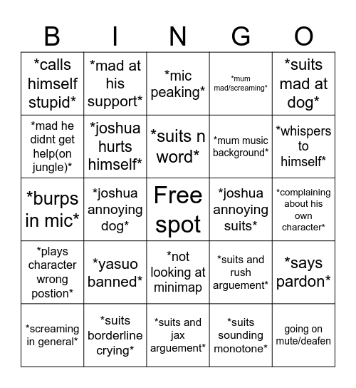 Suits bingo Card