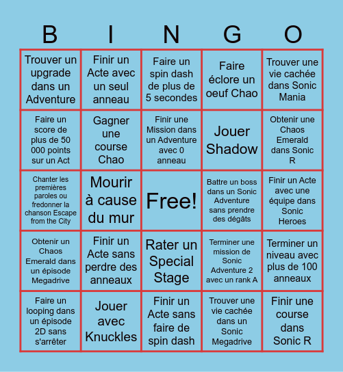 BINGO SONIC ANNIVERSARY Bingo Card