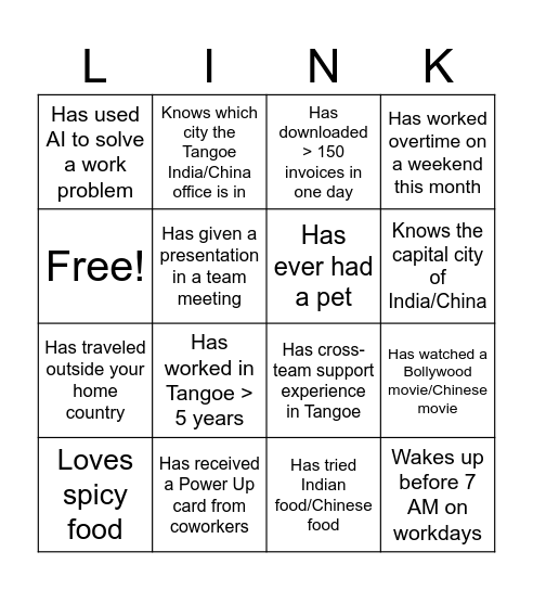 CN & IN Fixed DL Team Connect Bingo Card