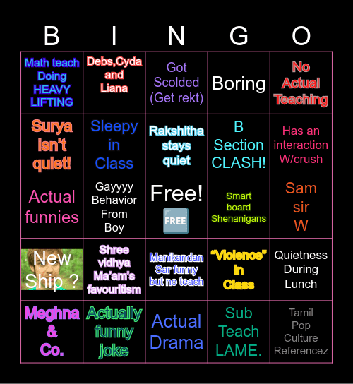 Horrible School BINGO! Bingo Card