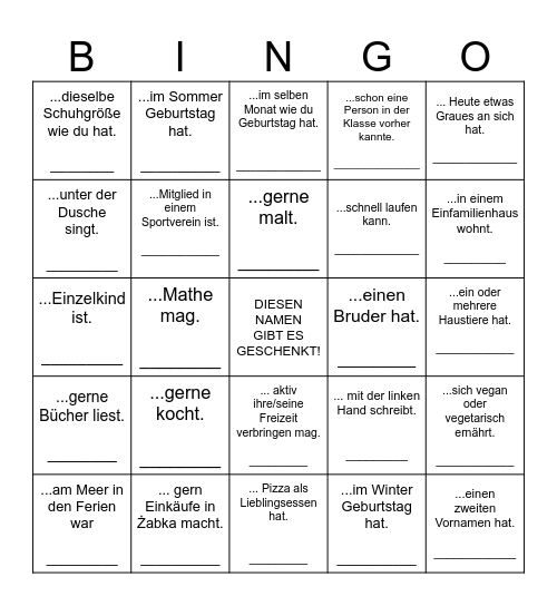 Finde eine Person, die... Bingo Card