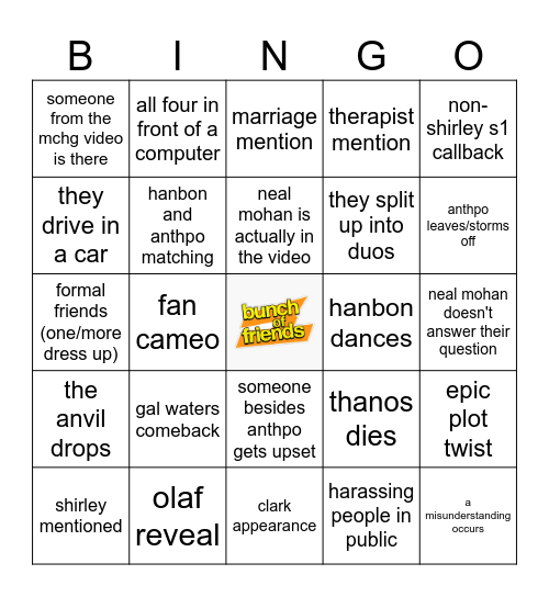 bunch of bingo - s2 finale Bingo Card
