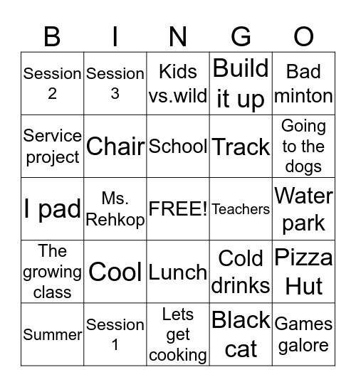 Laura  Bingo Card