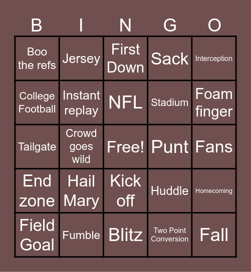 Go Sports! Bingo Card
