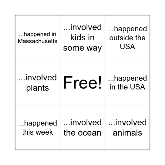 Find a news story that... Bingo Card