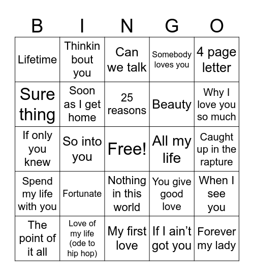 Imani’s bridal shower bingo Card