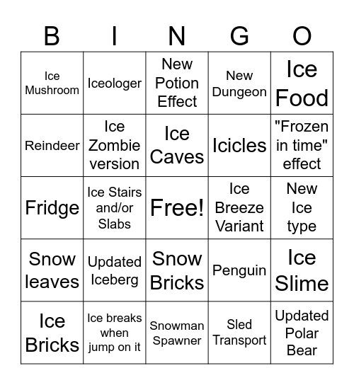 Minecraft Live 2026 Bingo Card