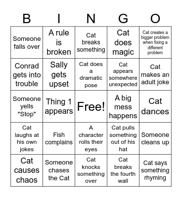 Cat in the Hat Bingo Card