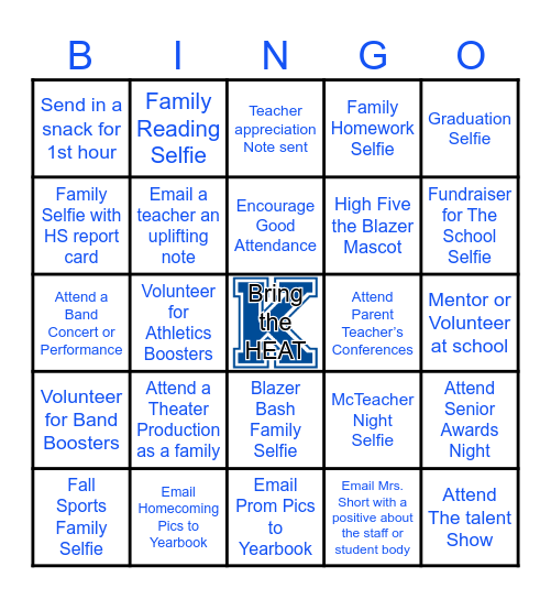 Blazer Family Bingo Card