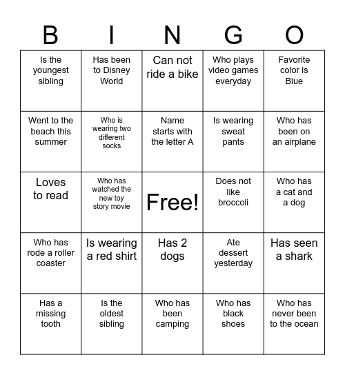 Find someone who... Bingo Card