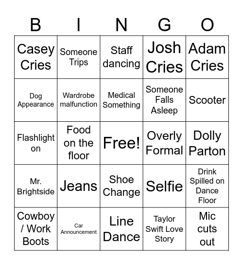 Wedding Bingo Card
