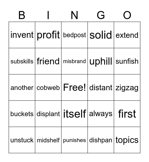 3.1 and 3.2 Bingo Card