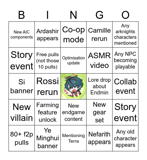 AKE v1.6 livestream Bingo Card