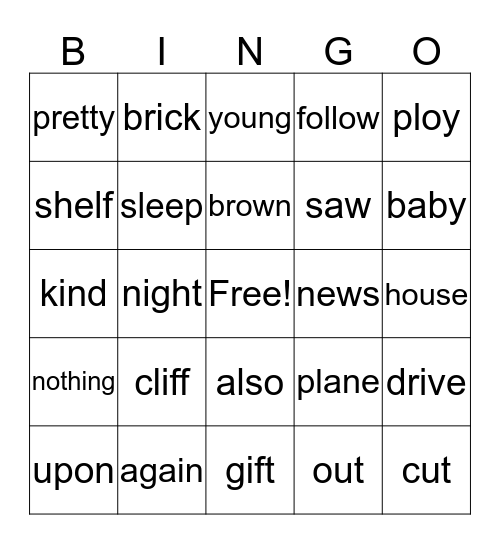 Lesson 21, 22, 23, 24 Bingo Card