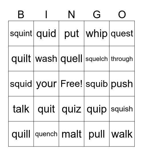 QU Bingo Card