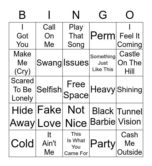 Current Top 40 - Card 3 Bingo Card