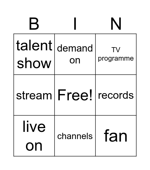 TV Bingo Card