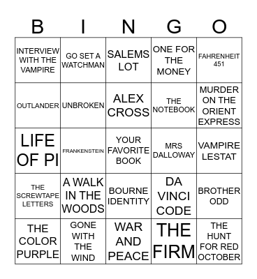 BOOK BINGO Card