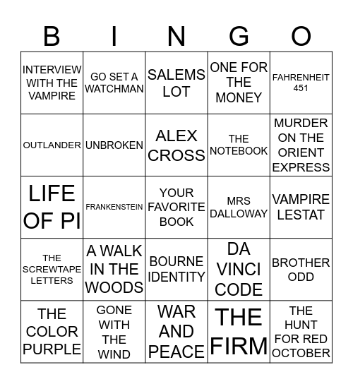 BOOK BINGO Card