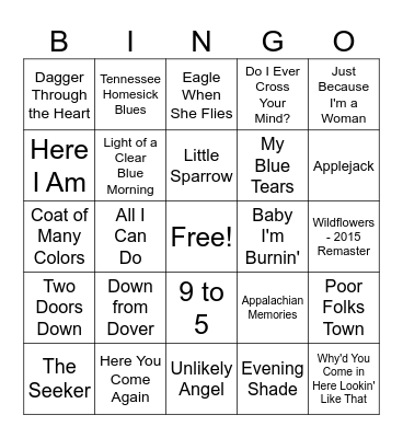 Dolly Musical Bingo Card