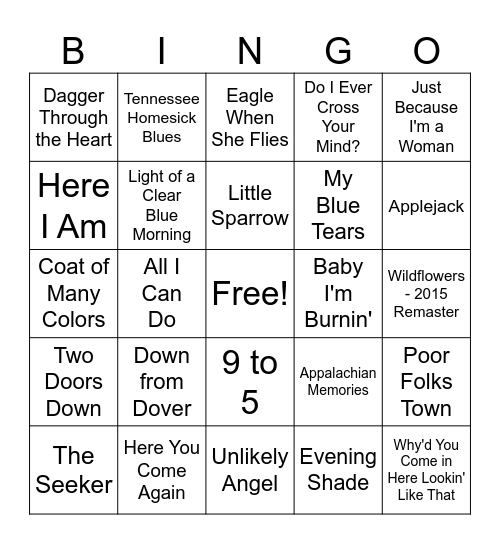 Dolly Musical Bingo Card