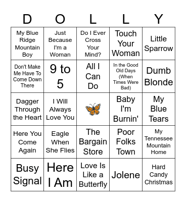 DOLLY MUSICAL BINGO Card