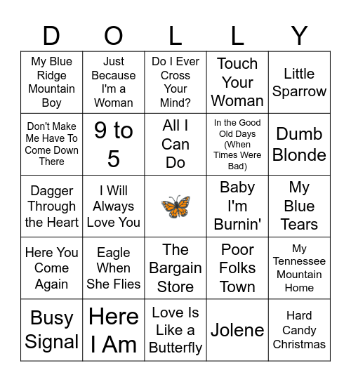 DOLLY MUSICAL BINGO Card