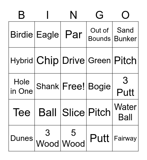GOLF BINGO Card