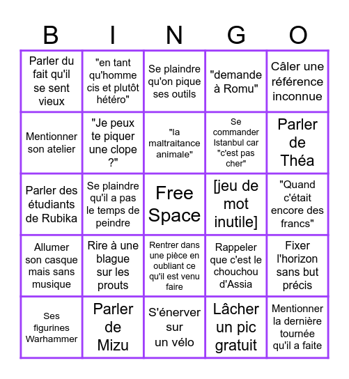 Bingo Narcisse Bingo Card