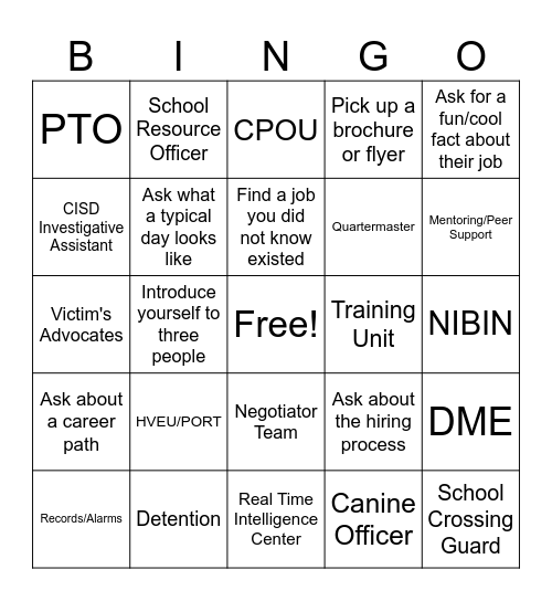 Women in Law Enforcement Bingo Card