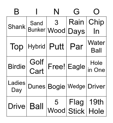 GOLF BINGO Card