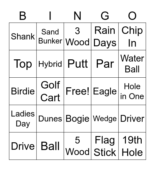 GOLF BINGO Card