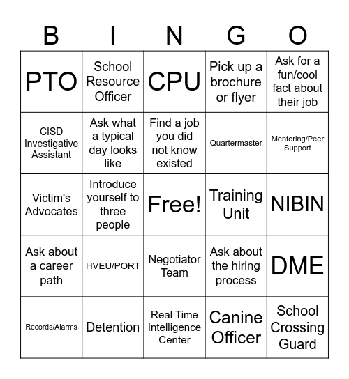 Women in Law Enforcement Bingo Card