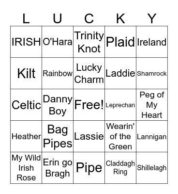 St. Patrick's Day Bingo Card
