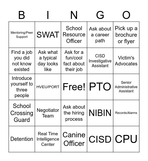 Women in Law Enforcement Bingo Card