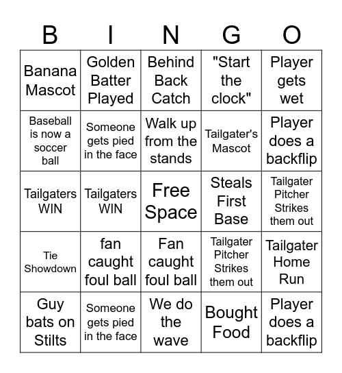 Banana Bakk Bingo Card
