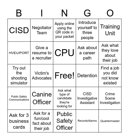 Women in Law Enforcement Bingo Card
